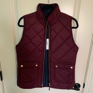 NWT J. Crew Maroon Quilted Vest